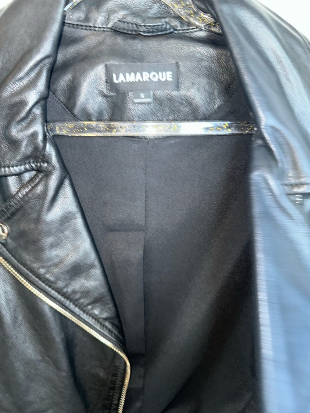 Lamarque Black Leather Moto Jacket with Zip Details 100% lamb leather - Picture 9 of 14